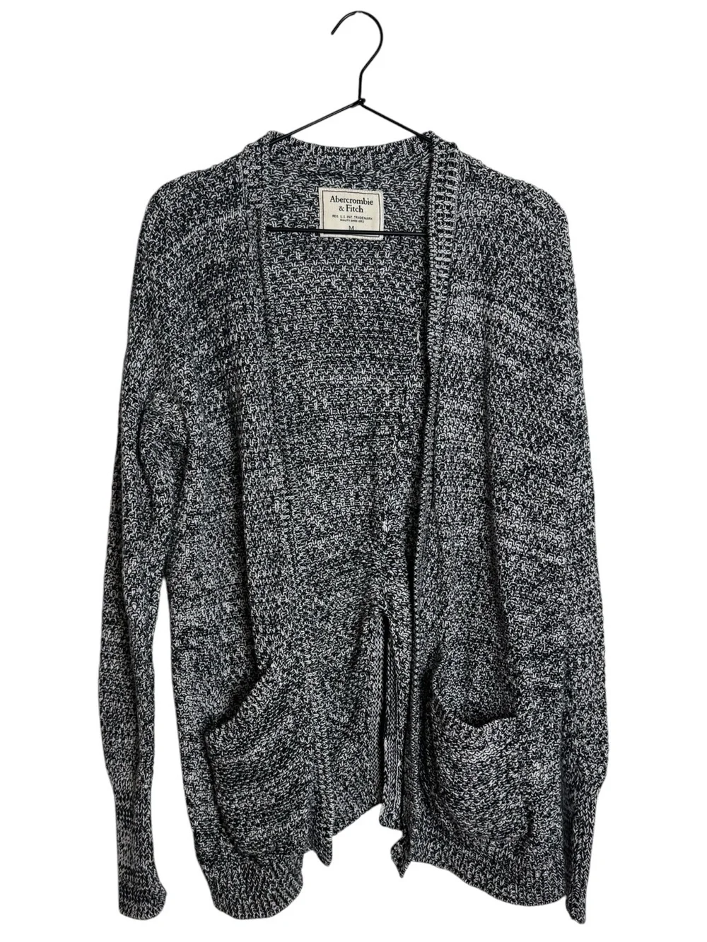 Abercrombie & Fitch Black White Marled Overlap Cross Back Cardigan